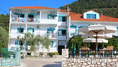 Thassos - Skala Panagia - štúdiá Dimitris - hotel a terasa Thassos - Skala Panagia - štúdiá Dimitris - hotel a terasa