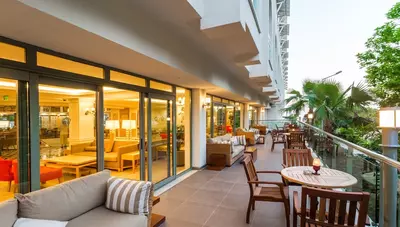Turecko - Side - Hotel Side Star Beach - lobby s terasou Turecko - Side - Hotel Side Star Beach - lobby s terasou