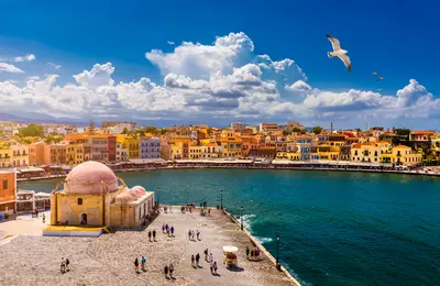 Kréta - Chania - prístav a mešita