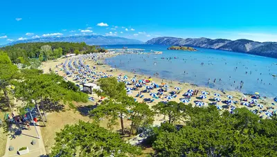 Chorvátsko - ostrov Rab - Lopar - Lopar Sunny hotel - pláž