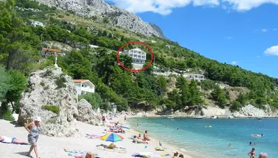 Chorvátsko - Omiš - Mimice - villa Kennedy - pláž