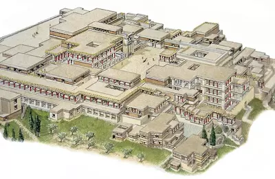 Grécko - Kréta - Heraklion - palác Knossos - náhľad na pôvodný palác