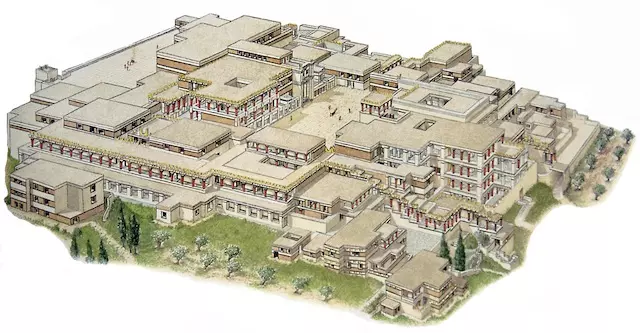 Grécko - Kréta - Heraklion - palác Knossos - náhľad na pôvodný palác